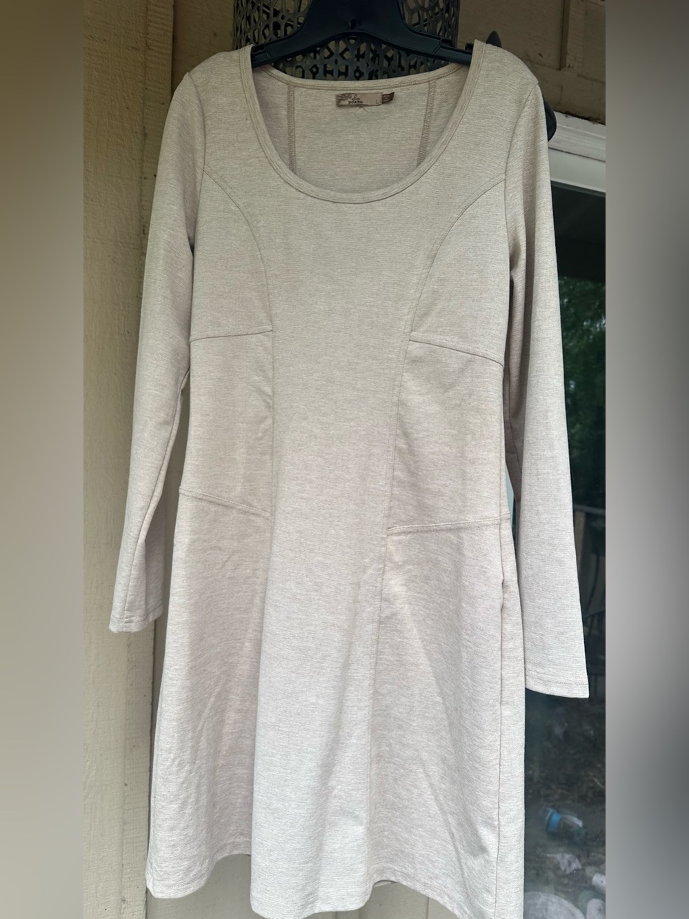 Prana Soskia Dress Long Sleeve Scoop Neck in Light Taupe